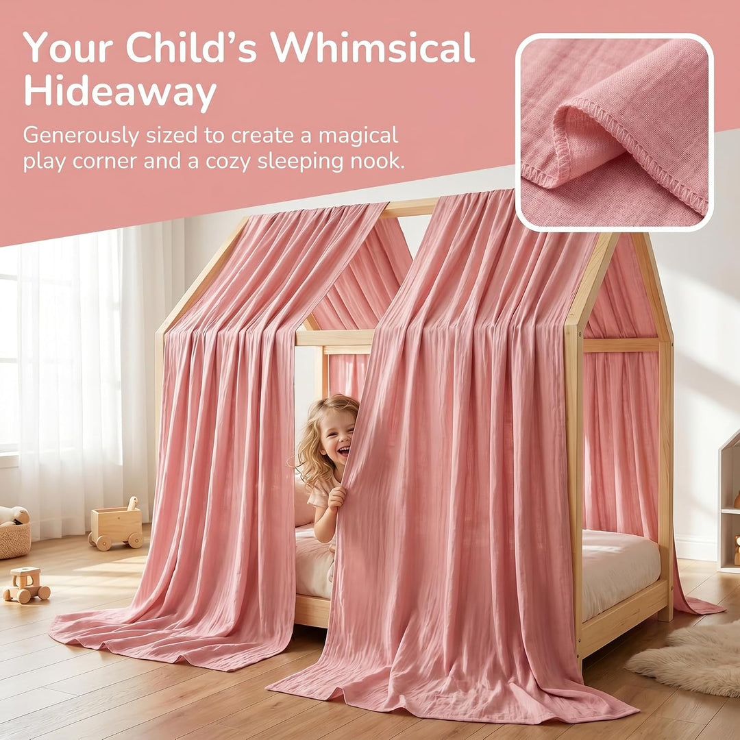 2 Stück Hausbett Himmel, Betthimmel Babybett aus Musselin,Weich und atmungsaktiv Baldachin Kinderzim