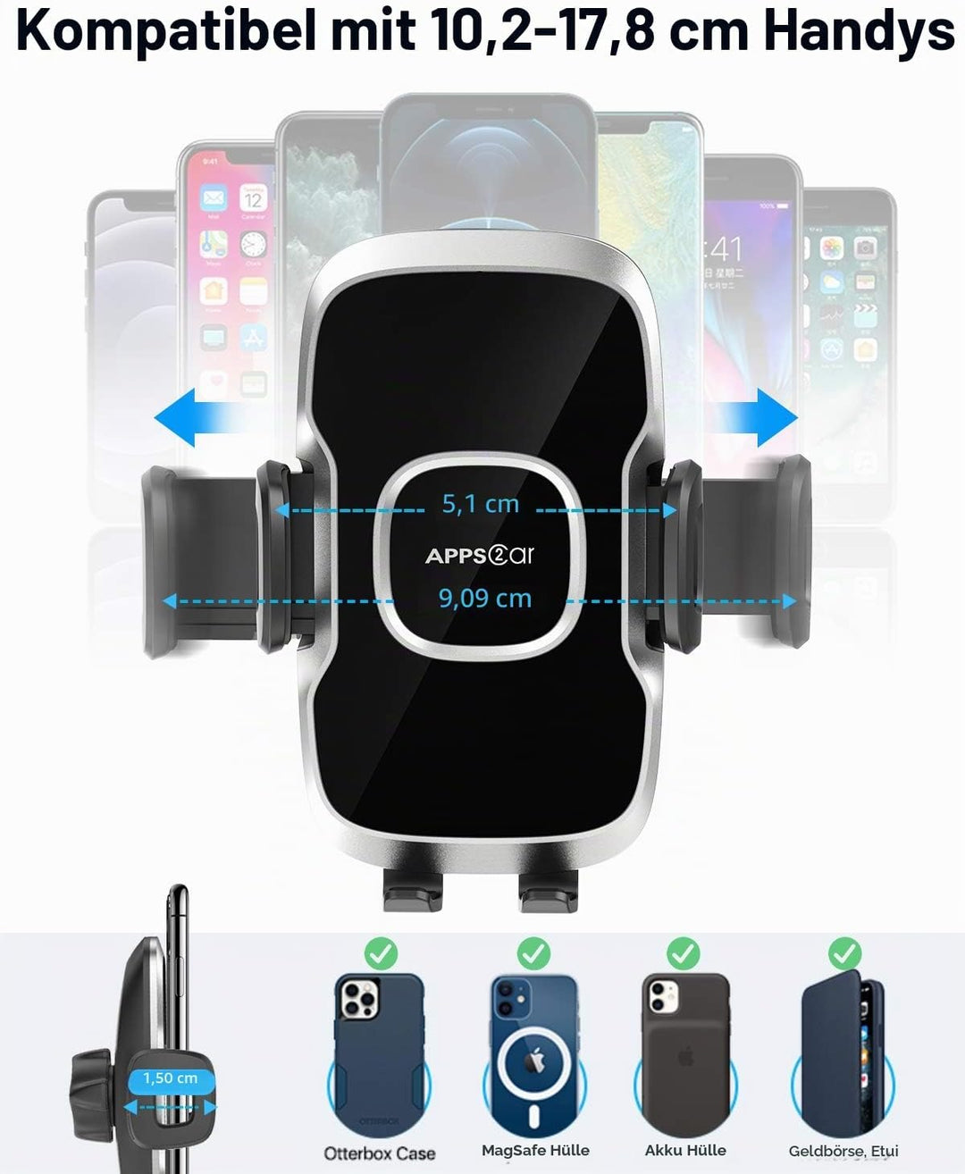 APPS2Car Auto HandyHalterung für Windschutzscheibe mit flexiblem Langen Arm, 13 Zoll Schwanenhals kf