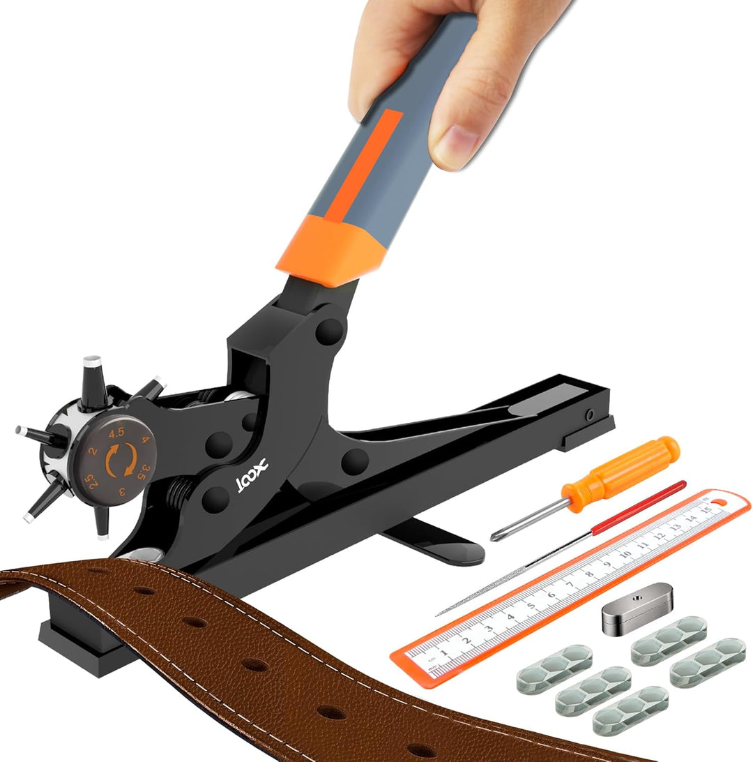 XOOL Lochzange für Leder, Gürtel Lochzange mit Hebelübersetzung, Ermüdungsfreies Arbeiten, Locher, G