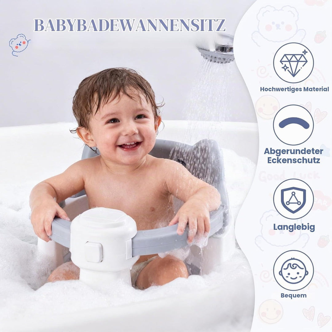 Badewannensitz Baby ab 6 Monate, Badesitz Baby Badewanne Sitz, Rutschfester badesitz baby mit 4 Saug