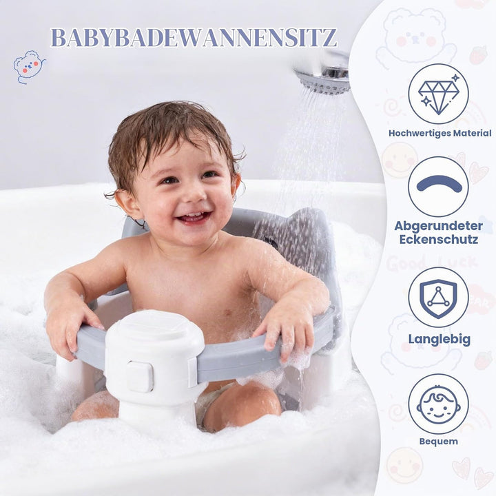 Badewannensitz Baby ab 6 Monate, Badesitz Baby Badewanne Sitz, Rutschfester badesitz baby mit 4 Saug