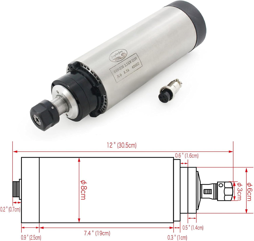 RATTMMOTOR 2.2kW 220V Luftgekühlten Spindelmotor mit 14 Stück ER20 Spannzange und 2.2kW 220V VFD Fre