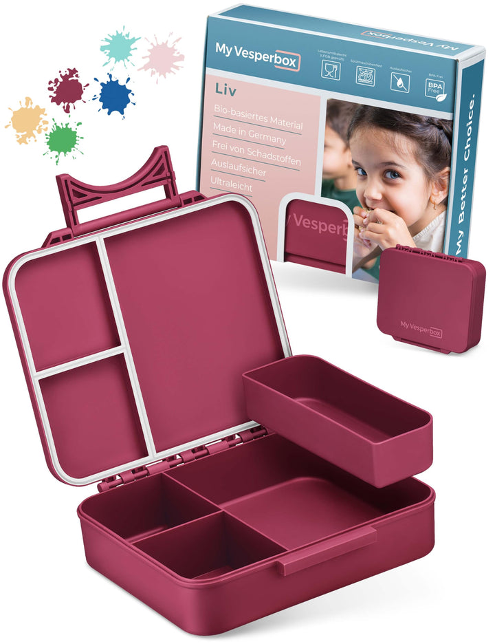 My Vesperbox® Brotdose für Kinder mit Fächern Liv [MADE IN GERMANY] - Lunchbox mit Trennfächern - Be