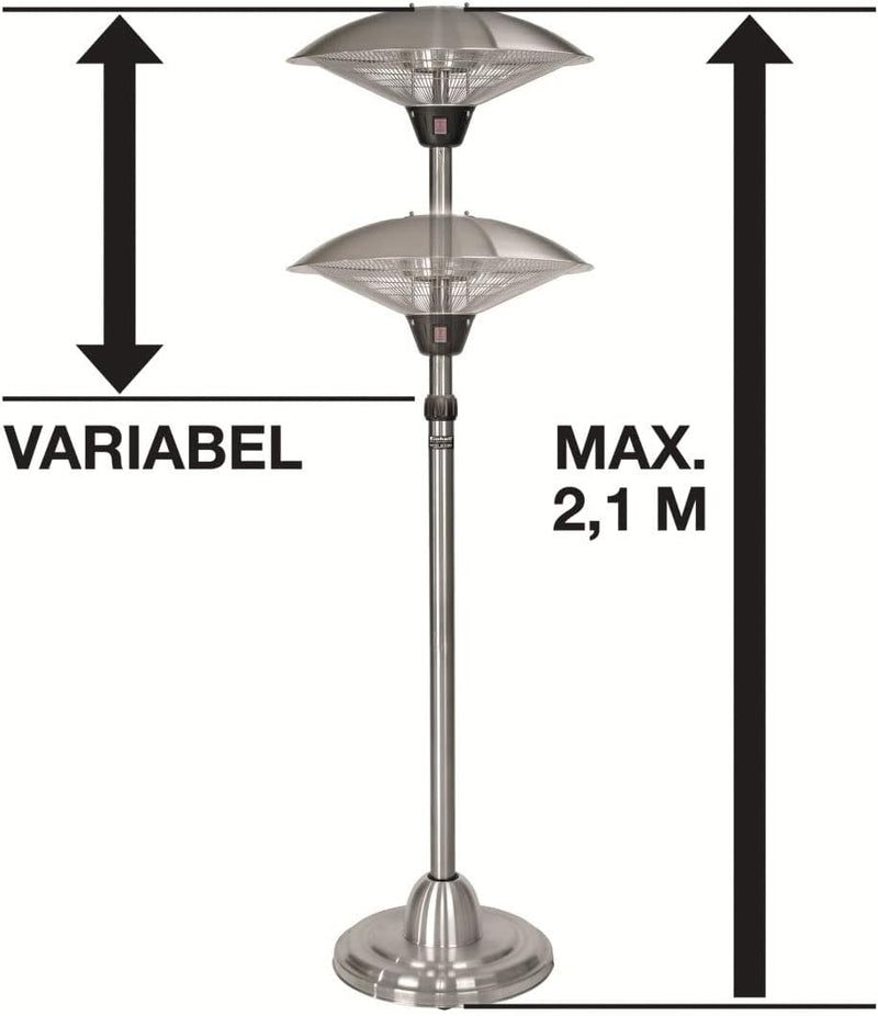 Einhell Halogenheizer NHH 2100 (2.100 W Heizleistung, 2 Halogenheizstäbe, Abdeckgitter, Edelstahl-Te