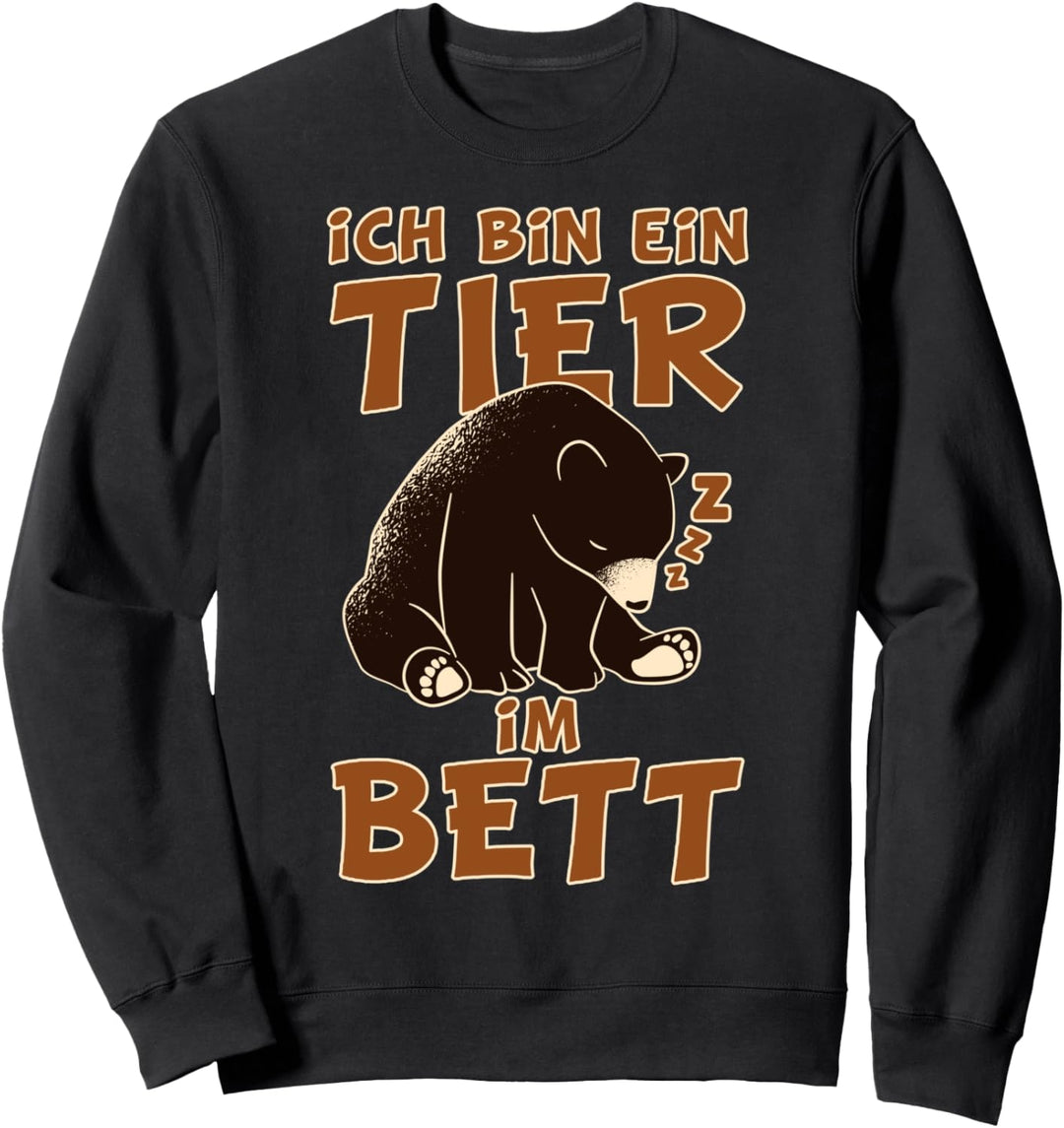Schlafender Bär I Tier im Bett I Bären Pyjama Sweatshirt
