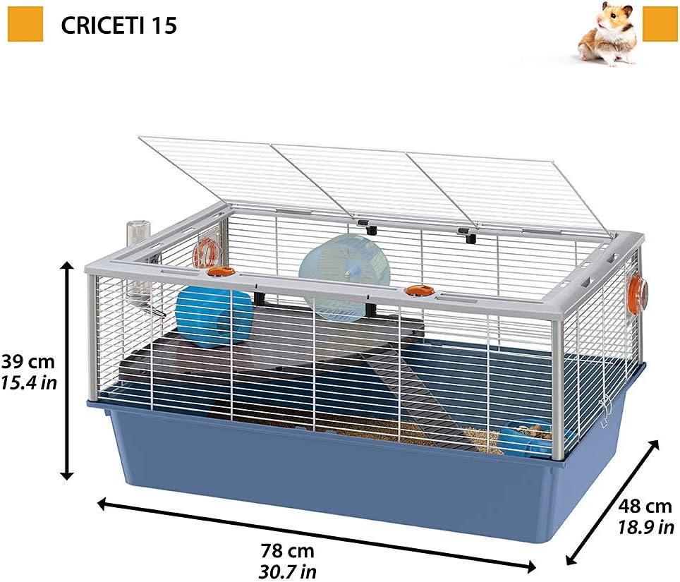 Ferplast Hamsterkäfig, Nagerkäfig CRICETI 15, Kleintierkäfig, Hamsterzubehör inklusive, 78 x 48 x h