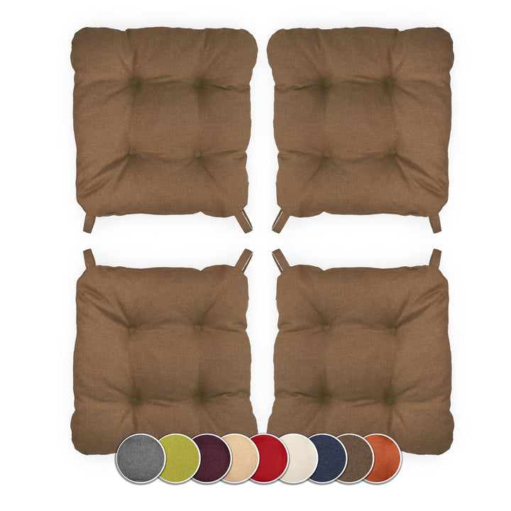 sunnypillow 4er Set Stuhlkissen mit Klettverschluss Masse: 40 (vorne) | 35 (hinten) x 40 x 8 cm Pols