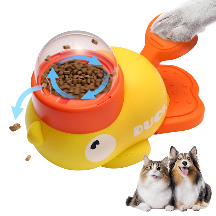 Ente Futterspender, Hund Slow Feeder Spielzeug, Automatischer Futterspender für Gelbe Enten, Langsam
