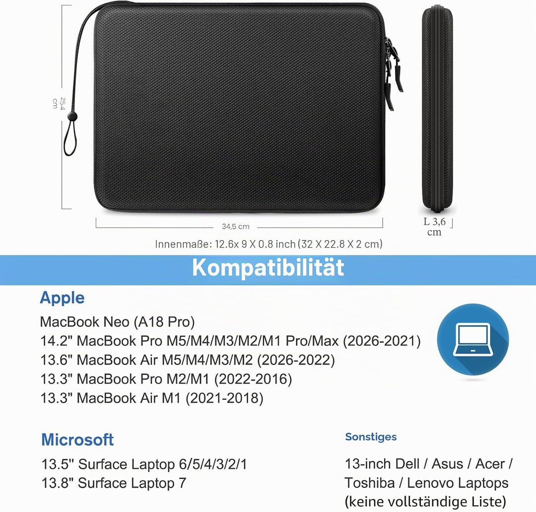 FINPAC Laptop Tasche Hülle für 13" MacBook Air 2024-2018 M3/A3113 M2/A2681 M1/A2337, 14" MacBook Pro