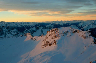 Premium Textil-Leinwand 75 x 50 cm Quer-Format Ausblick von der Zugspitze früh am Morgen | Wandbild,