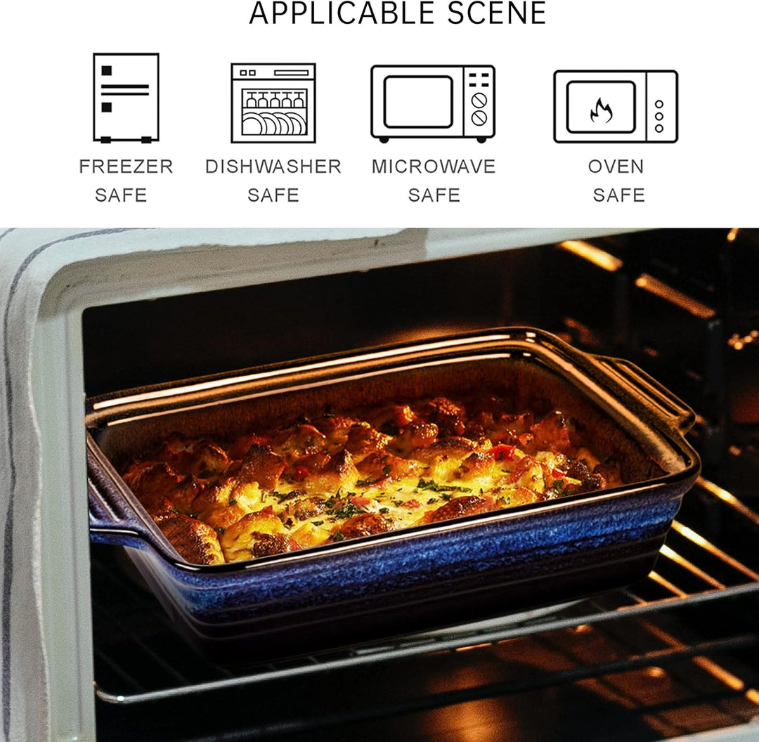 UNICASA Keramik Auflaufform Mit Deckle, Backformen Rechteckig 39 x 24 x 9 cm, Pastetenform Steinzeug