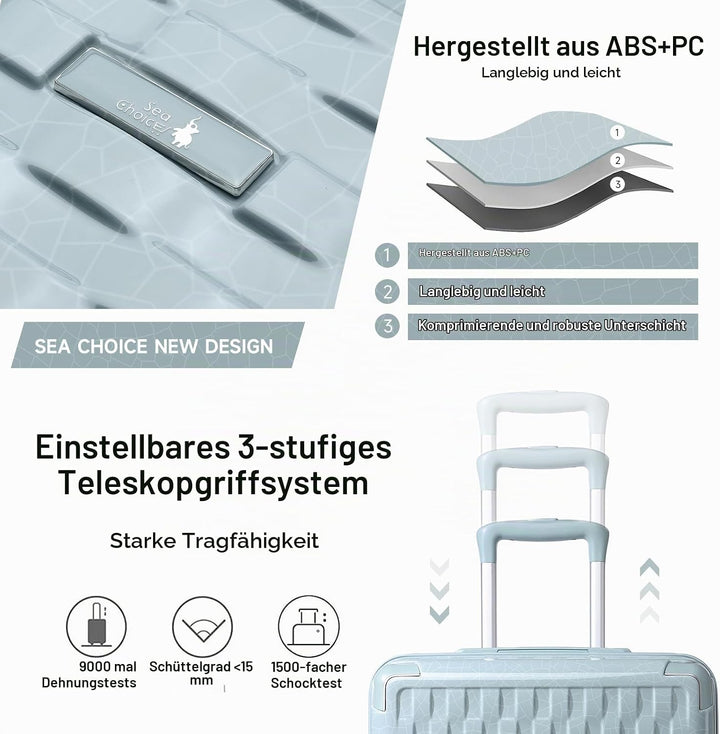 Sea choice Handgepäck Koffer Trolley Kofferset 2 Teilig Kabinengepäck mit Kosmetiktasche Eckenschutz