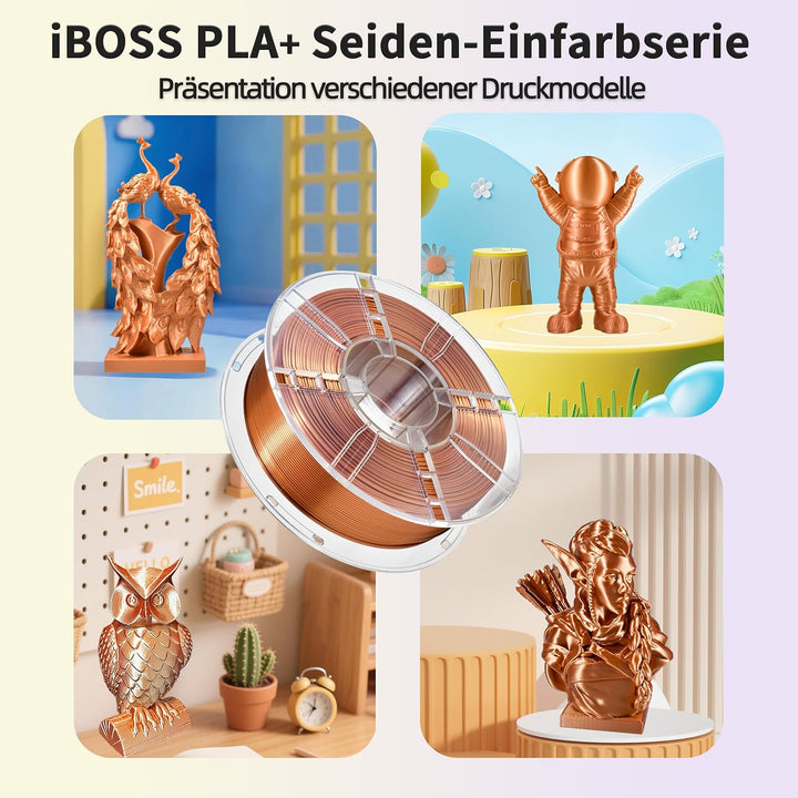 iBOSS PLA Plus (PLA+) Glänzendes Seide 3D Drucker Filament 1,75mm, Seiden filament Masshaltigkeit +/