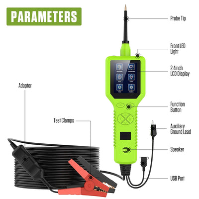 BELEY 12V/24V Power Circuit Tester Probe Kit mit 10m Kabel, 13 Sprachen Digitalmultimeter Kfz 2,4" T