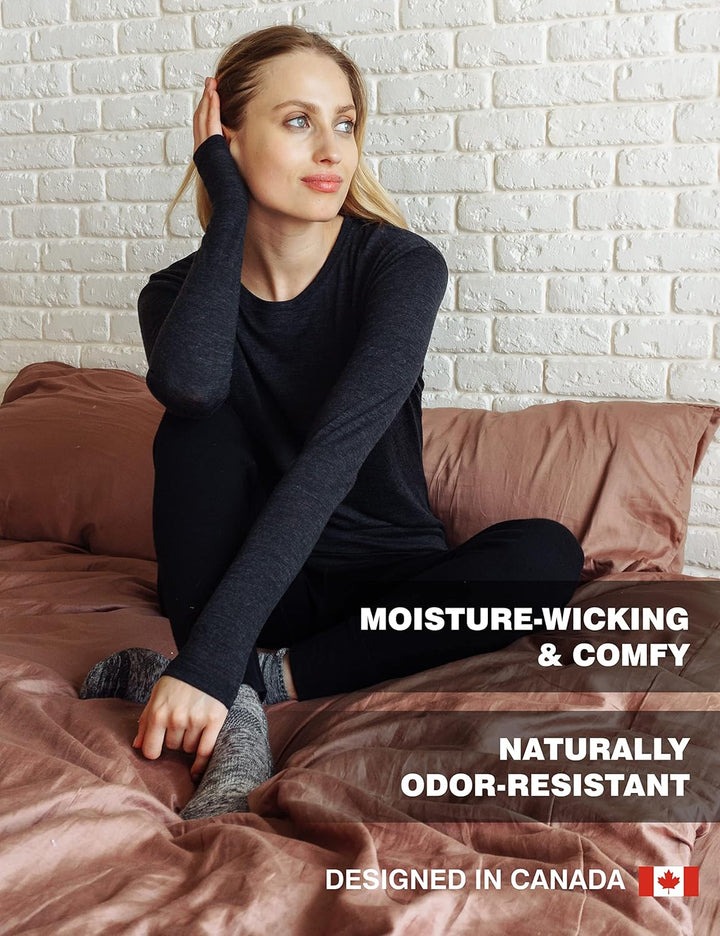 Merino Wolle Thermounterwäsche Damen - Merino Unterhose Damen Merino Leggings + Wollsocken XS 165 Bu