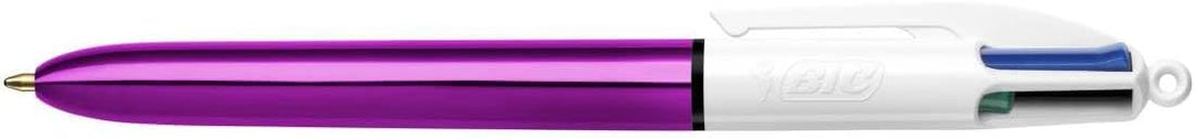 BIC 4 Farben Kugelschreiber Set 4 Colours Shine, in verschiedenen Farben, 12er Pack, Ideal für das B