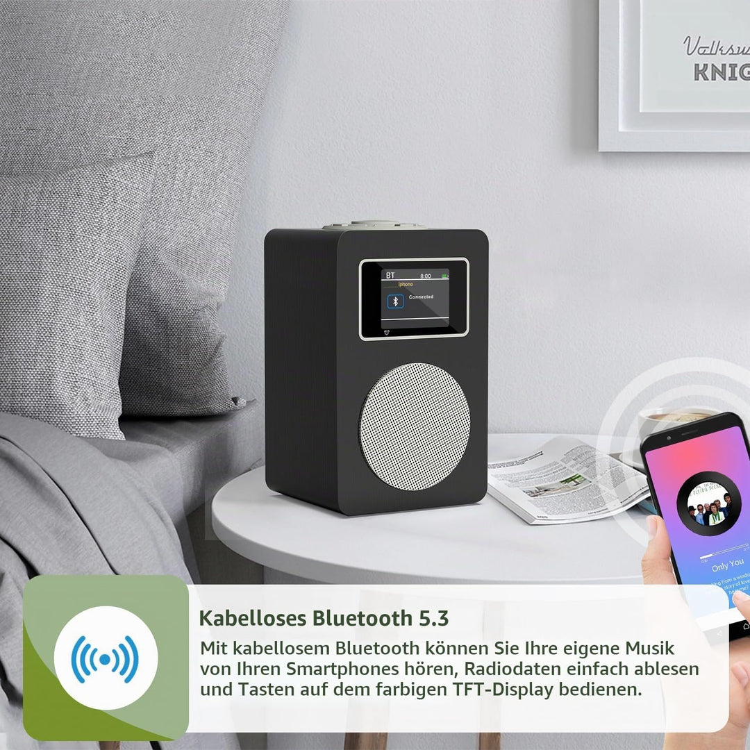 MangoKit MD4 DAB Radio mit Bluetooth,DAB Plus Digitalradio,UKW Radio,Küchenradios,Netz- und Batterie