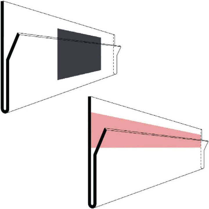 Krog Etikettenhalter selbstklebend mit verkürzter und nach vorne gebogener Vorderseite, 210 x 35 mm,