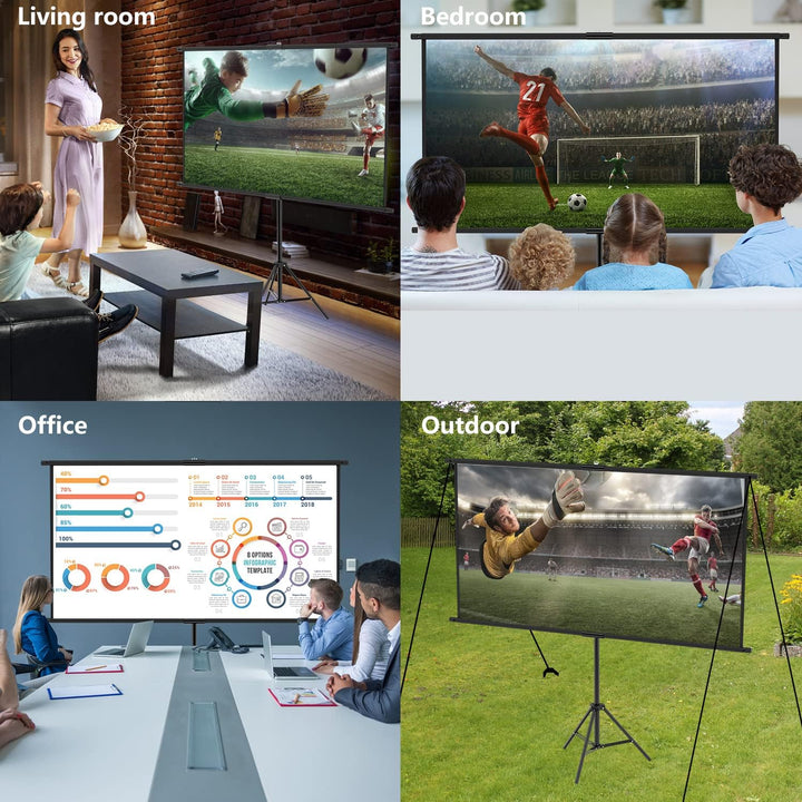 OWill Leinwand Beamer mit Stativ 100 Zoll,16:9 HD Leinwand Ausfahrbar,Tragbar Projektor Leinwand für