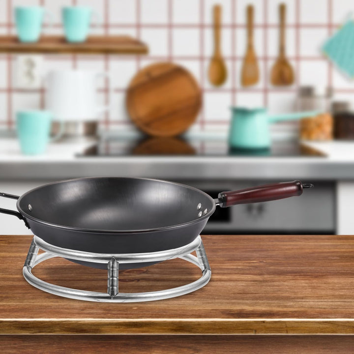 SOLUSTRE Topfständer Edelstahl 29cm Doppelwandig mit Rutschfestem Boden Wok Ring Herdablage für Pfan