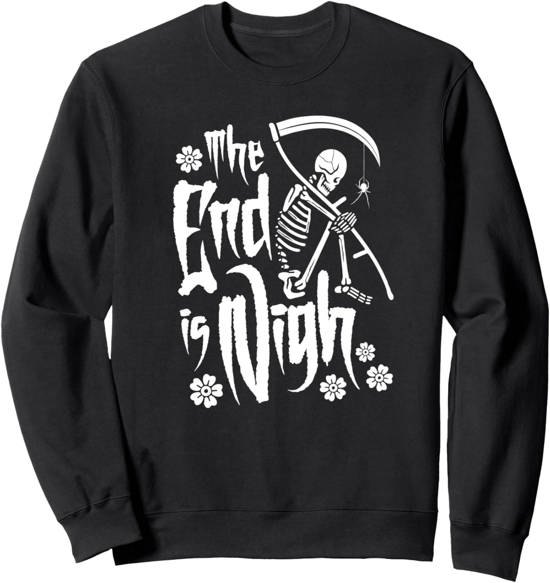 The End Is Nigh Reaper Skeleton with Spider Memento Mori Sweatshirt