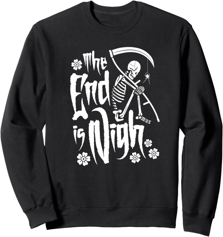 The End Is Nigh Reaper Skeleton with Spider Memento Mori Sweatshirt