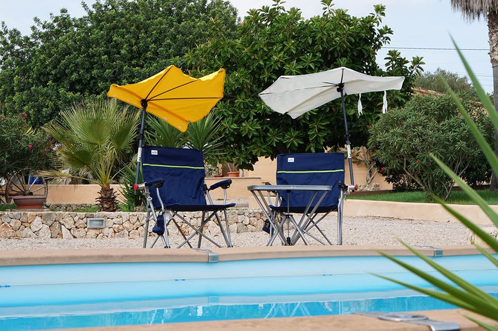 Mit Fächerschirm Natur -Camping Reise -Set Holly' S JUBILÄUMSET - 2 FALTSTÜHLE + 1 KLAPPTISCH + TRAG