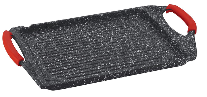 Kamberg - Grillplatte 45 x 27 cm – Aluminiumguss – Beschichtung Typ Stein – für alle Herde, auch Ind