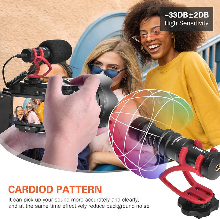comica Kompaktes Kamera-Mikrofon CVM-VM10II Richtmikrofon mit Kondensator mit Wind Muff Mikrofon Car