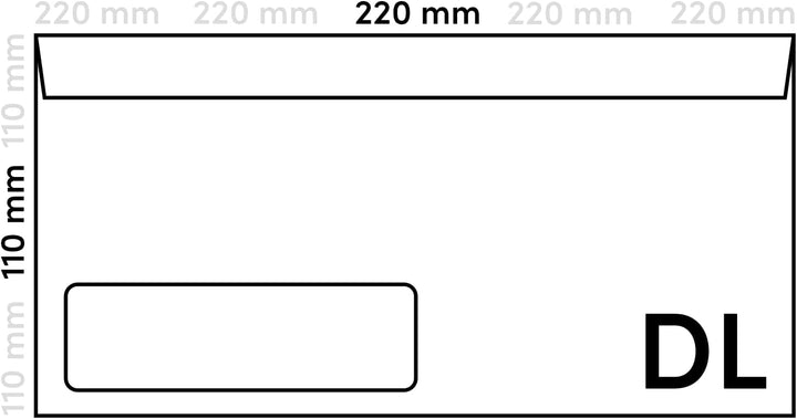 500 Sandbraun DIN lang Kraftpapier-Briefumschläge mit Fenster (Links) 110x220 mm 100g ökologische Br