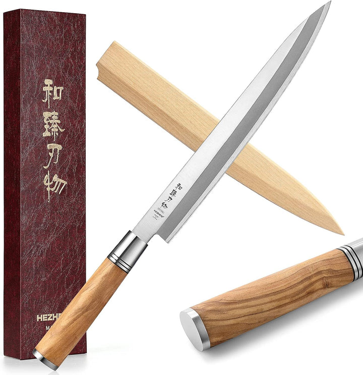 HEZHEN- 270mm Yanagiba-Messer,Japanischer Stil Schmieden von Stahl Sashimi-Messer,Sushi-Messer Filet