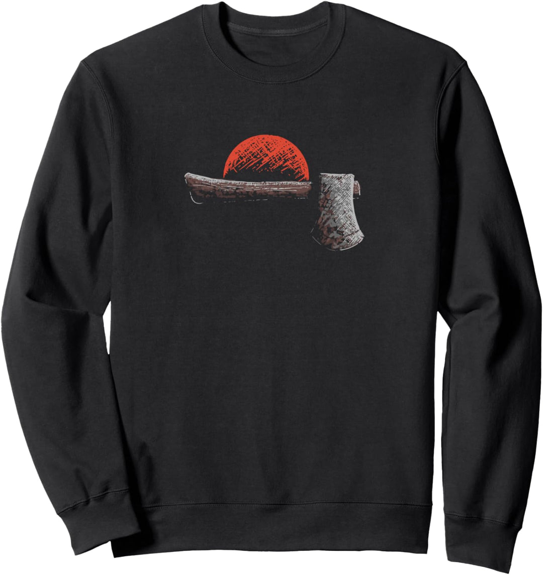 Vintage Hipster Hatchett & Sun Retro Outdoor Graphic Sweatshirt