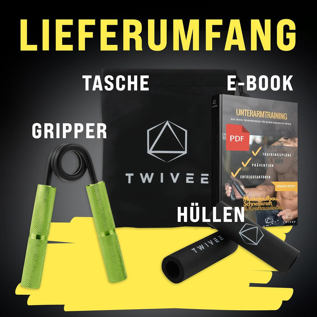 TWIVEE - Fingerhantel - Unterarmtrainer für maximale Griffkraft - Gripper aus gehärtetem Stahl und A