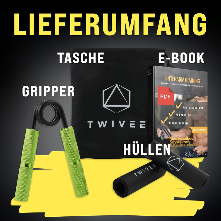 TWIVEE - Fingerhantel - Unterarmtrainer für maximale Griffkraft - Gripper aus gehärtetem Stahl und A
