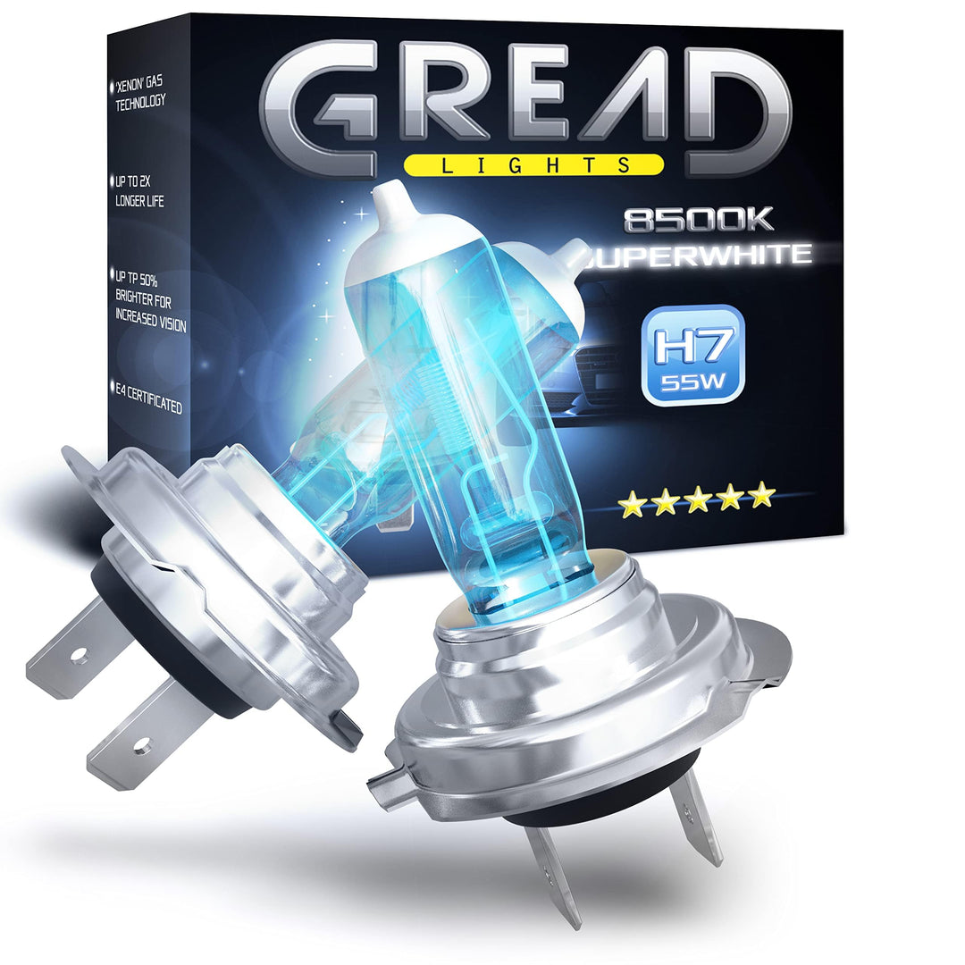 Gread - H7 Lampe Auto H7 12V 55W - super-white - Frontscheinwerfer 8500k E-Prüfzeichen eintragungsfr