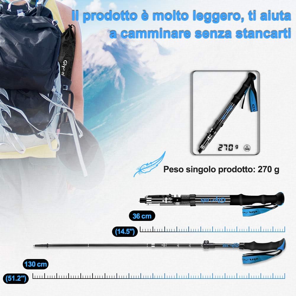 Glymnis Wanderstöcke Trekkingstöcke Walking Stöcke 7075 Aluminium Wanderstock verstellbar 110-130cm