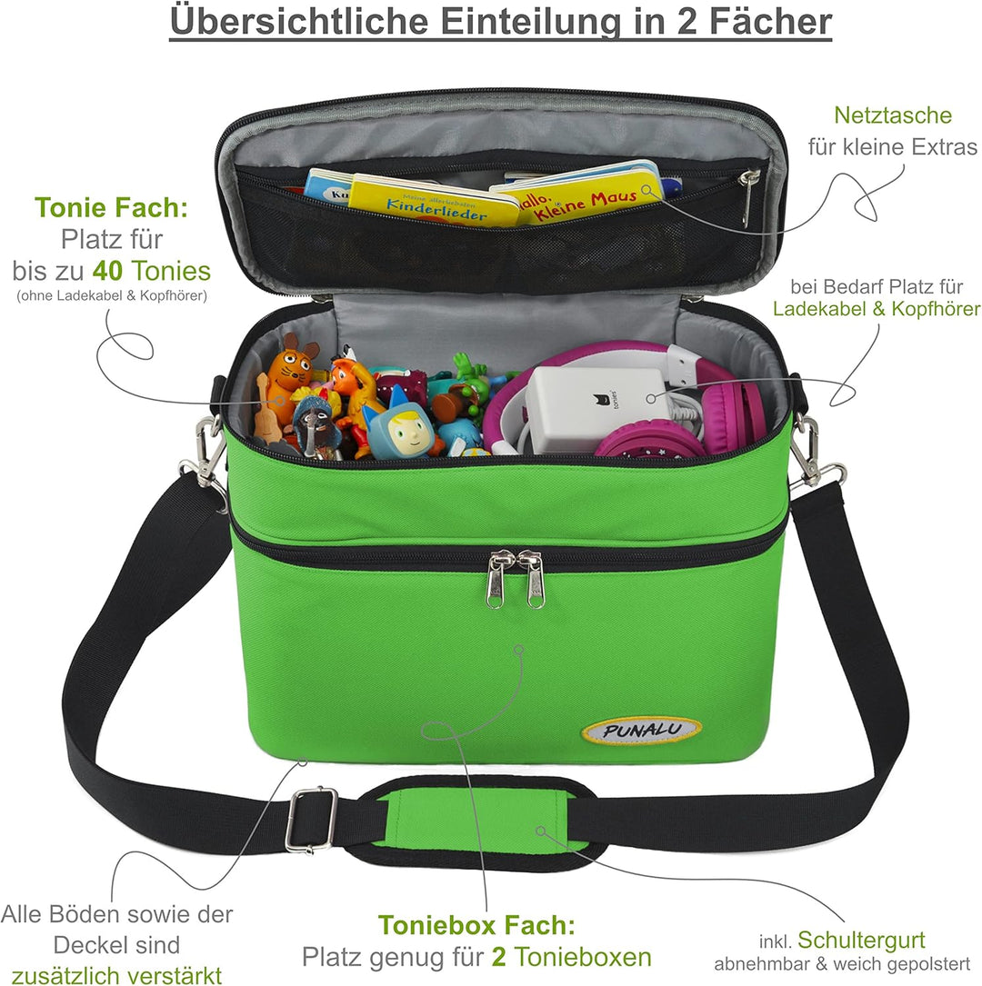 Toniebox Tasche XL kompatibel mit Toniebox 1 & 2 – Platz für bis zu 68 Hörfiguren, Kopfhörer & Lades