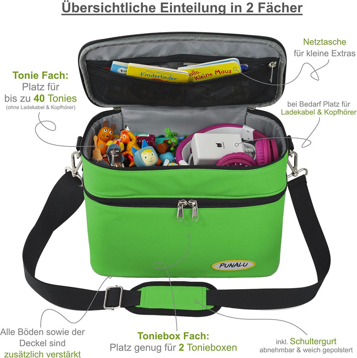 Toniebox Tasche XL kompatibel mit Toniebox 1 & 2 – Platz für bis zu 68 Hörfiguren, Kopfhörer & Lades