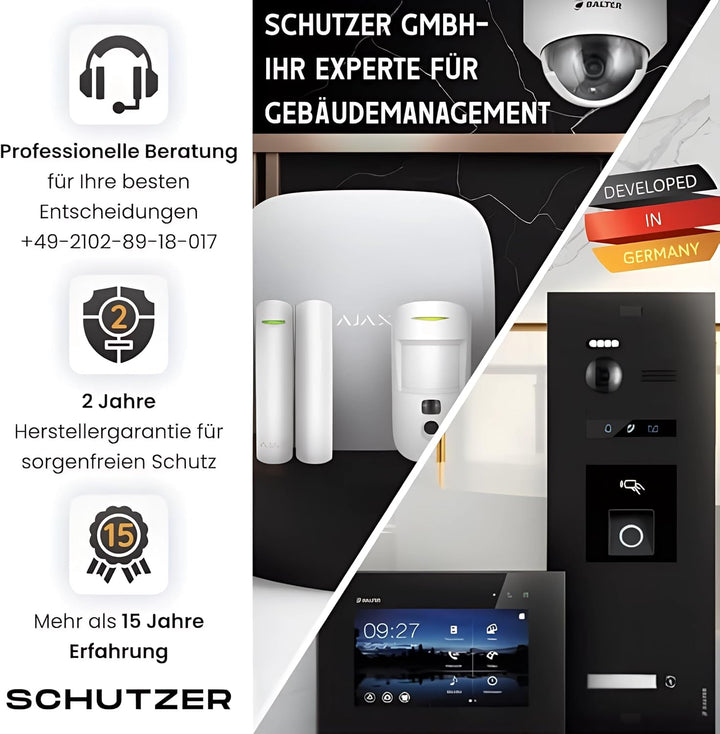 SCHUTZER Balter EVO-HD Video-Türsprechanlage für 1 Familienhaus, 7" Touchscreen Monitor 175° Weitwin