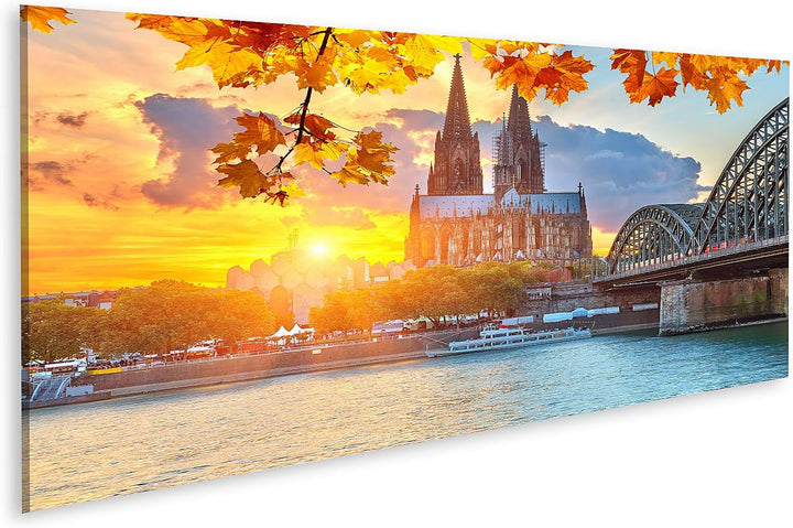 islandburner Bild auf Leinwand Köln Bei Sonnenuntergang Bilder Wandbilder Poster Leinwand 120x40cm -