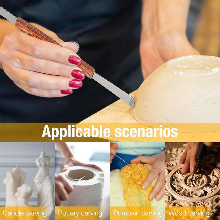 MOPOIN Modellierwerkzeug, 10 Stück Töpferwerkzeug Set Edelstahl Ton Werkzeug mit Tragetasche, Doppel