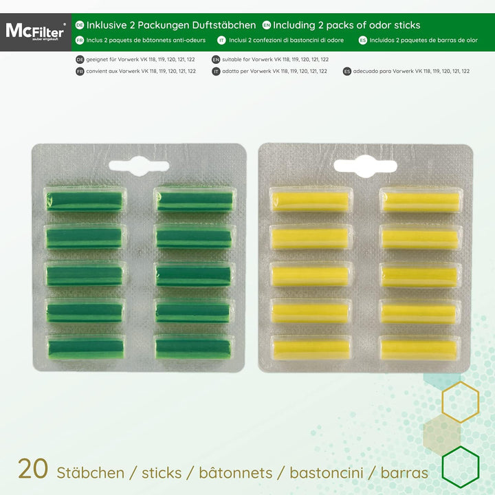 McFilter | 20 Staubsaugerbeutel + Duft geeignet für Vorwerk Kobold 118 119 120 121 122 Kobold VK118