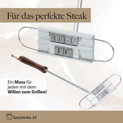 Geschenke 24 Grillbrandeisen mit Wechselbuchstaben zum Grillen | Perfektes Grill Zubehör | Mitbrings