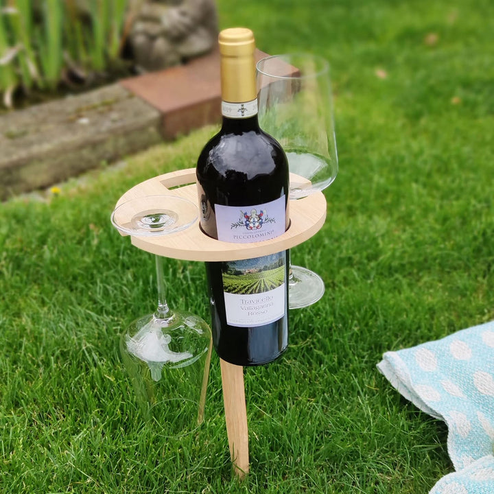UNUS Garden Weintisch klappbar Outdoor, Weinhalter aus Bambus Holz, Natur, Natur