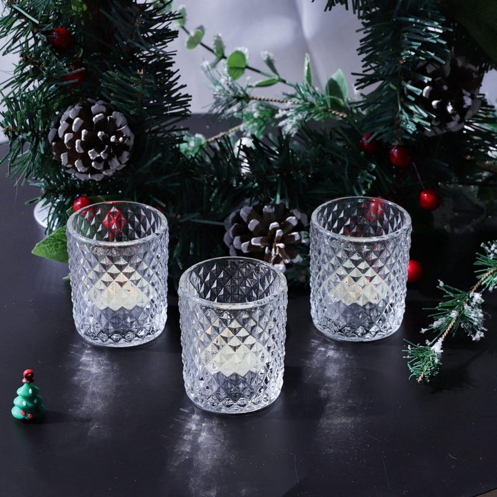 Vohocandle Klare Teelichthalter Glas mit 12, Teelichtgläser Vintage als Raumdekoration, Transparente