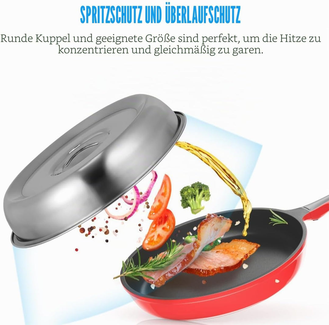 Kichvoe Edelstahl Lebensmittelabdeckung 20X20X1.4 Zoll Warmhaltehaube Für Steak Gemüse Öldichte Serv