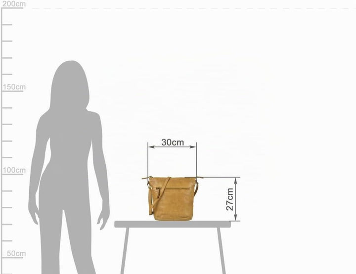 Bear Design Damen Tasche Ledertasche Umhängetasche Schultertasche 30x27cm Ocker gelb