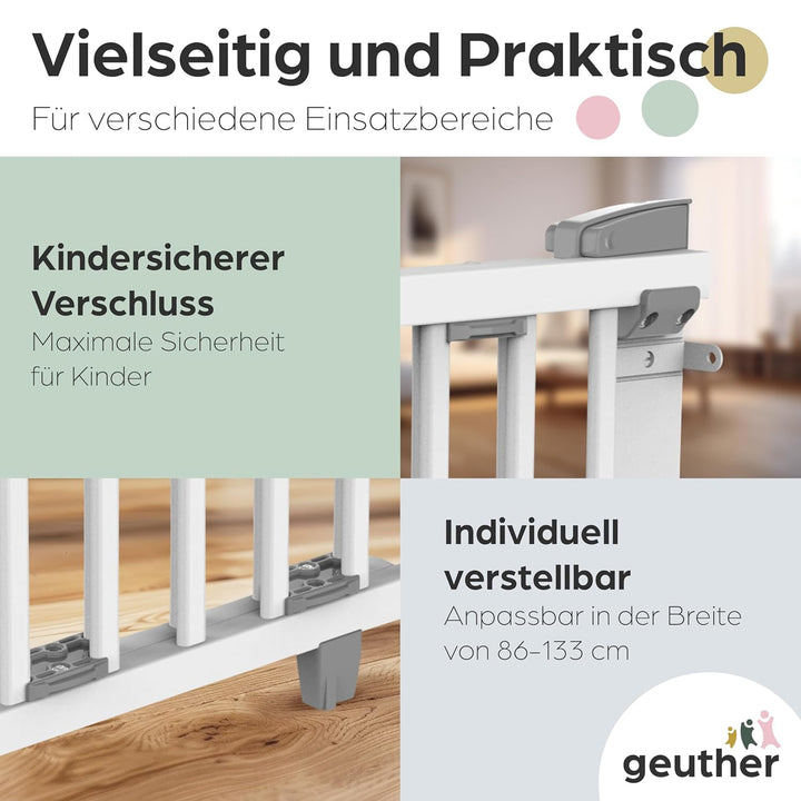 Geuther 2734 schwenkbares Türschutzgitter Passung: 86 cm - 133 cm Schutzgitter zum Bohren extra hohe