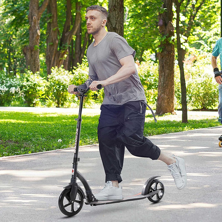 HOMCOM Kinderscooter, Kickscooter mit Stossdämpfung, Tretroller, Klappbar und Höheverstellbar, ab 14