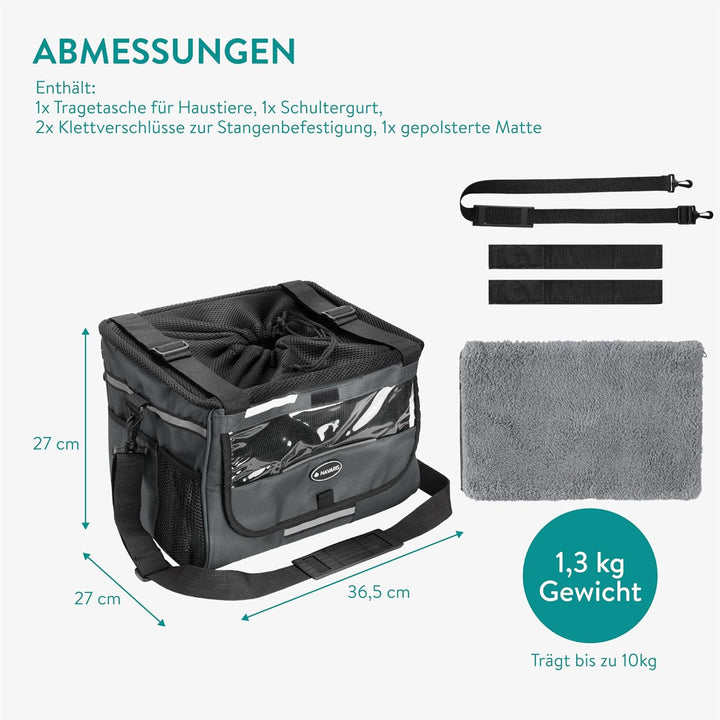 Navaris Hundekorb Fahrrad vorne - Hundefahrradkorb vorn - Fahrradkorb Hund - Für Hunde bis zu 10 kg